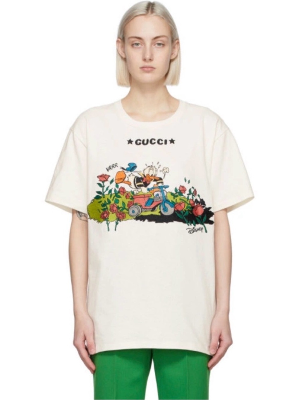 Gucci White Disney Graphic Tee with Multicolor Donald Duck